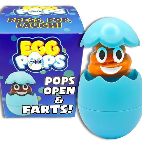 Talking Egg Pops Farting Toy - Plastic Shell, 3+ 6-8 Years Kid-Friendly Interactive Toy for Boys & Girls, Pop-Up Figure, Funny Fart & Poop Face Sounds, Cute Collectible Stocking Stuffer