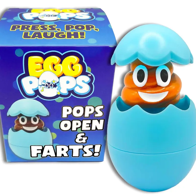 Talking Egg Pops Farting Toy - Plastic Shell, 3+ 6-8 Years Kid-Friendly Interactive Toy for Boys & Girls, Pop-Up Figure, Funny Fart & Poop Face Sounds, Cute Collectible Stocking Stuffer