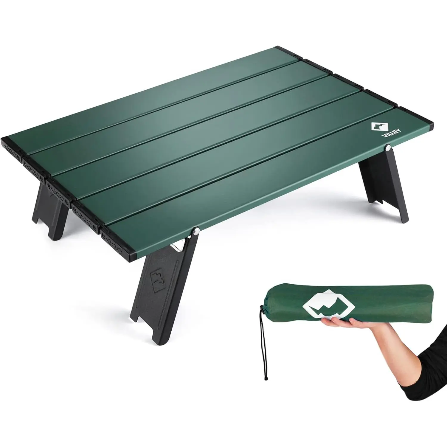 Portable Mini Folding Beach Table, Ultralight Aluminum Side Table with Carry Bag for Camping, Picnics, and Outdoor Activities