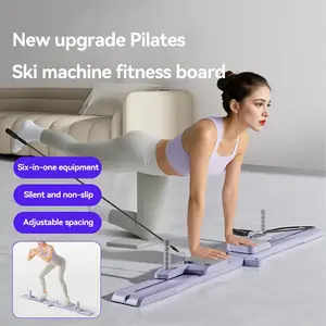 6-in-1 multifunctional detachable Pilates training set, simulated ski fitness board, foldable and portable, used for core strength training, equipped with thickened knee pads, home-use Pilates board