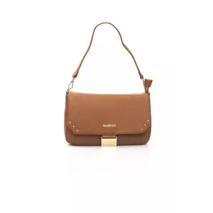 Baldinini Trend Elegant Brown Shoulder Flap Bag with Golden Accents