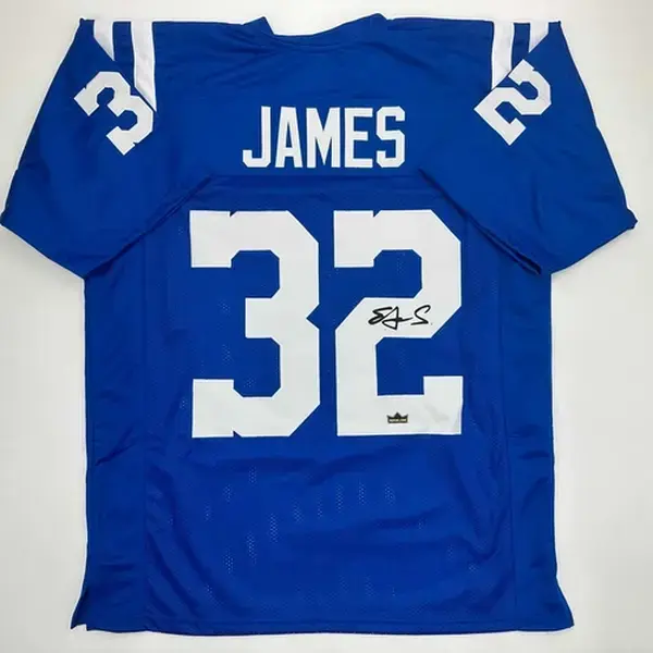 Facsimile Autographed Edgerrin James Blue Reprint Jersey