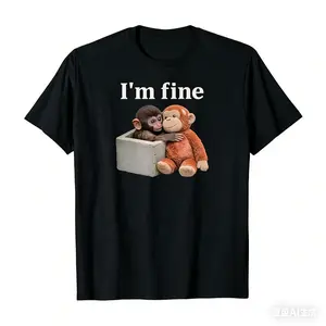 Sad Monkey Punch with an Orange Toy I'm Fine T-Shirt
