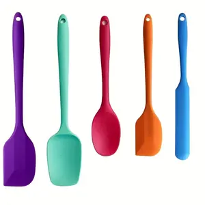 5-Piece Silicone Spatula Set, Baking Tools Includes Salad Dressing Scraper, Cake Icing Knife, Jam Smoother, Food-Grade Heat Resistant Baking Supplies