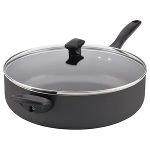Dishwasher Safe Nonstick Jumbo Cooker/Saute Pan with Helper Handle - 6 Quart, Black