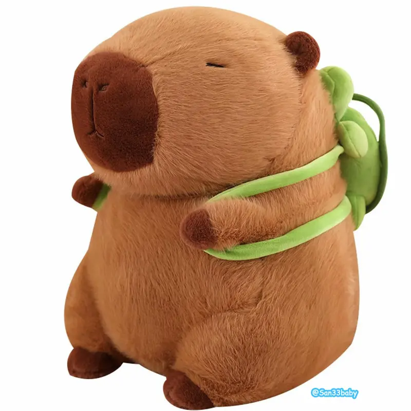 Ava Lalagaga Realistic Capybara Plush Toy - Cute Animal Design Soft Stuffed Doll with Green Backpack, Stuffed Animal Realistic Kids Toys, Quirky Gifts for Girlfriend & Home Bedroom Decor