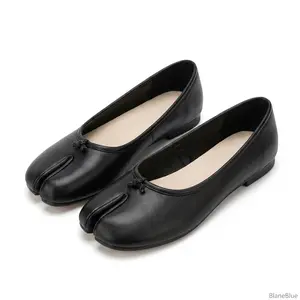 BlaneBlue Y2K Split Toe Ballet  — Aesthetic Minimalist Black Shoes Women casual