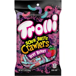 Trolli Sour Brite Crawlers, Candy, Very Berry, Sweet and Sour, Gummy Worms, 7.2 oz
