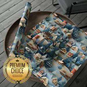 Paper Christmas Village Wrapping Paper Rolls, Christmas Village Gift Wrap, Christmas / Birthday Gift Wrap Rolls, Snowy Holiday Gift Wrap