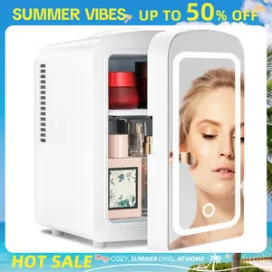Summervibes[Limited Stock]Antarctic Star Compact Refrigerator, Skincare Fridge With Dimmable LED Light Mirror,4L 12oz Capacity, Portable Small Refrigerator for Cosmetics, Skin Care and Food , Ideal for Bedroom, Car, Office & Dorm,Freon-Free & Eco Friendly