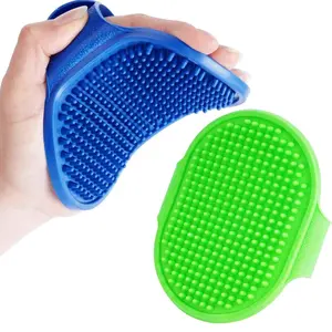 2 Pack Dog Grooming Brush, Premium Soft Silicone Pet Bath Brushes with Adjustable Handle, Shampoo Soothing Comb for Wet Dry Long Short Haired Dogs & Cats Massaging, Deshedding