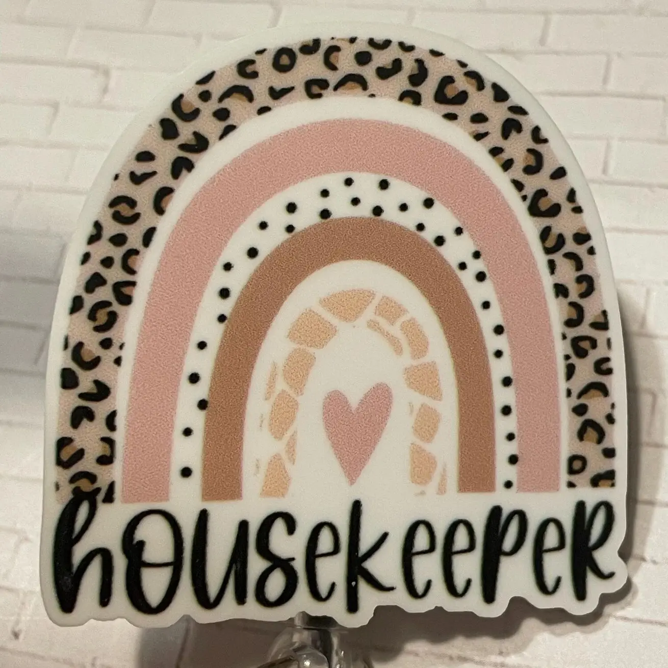 Housekeeper Badge Reel | Trendy Rainbow Swivel Alligator Clip