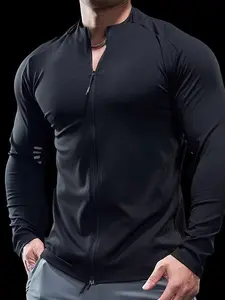 Men's Fall Zipper Jacket, Simple Sporty Style, No Extra Decorations, Ideal for Daily Wear & Gym, Create a Sharp Autumn Look