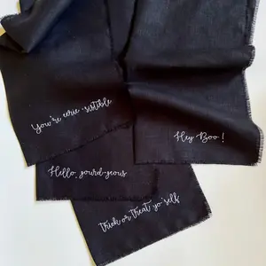 Halloween Embroidered Napkin, Trick or Treat Yo Self, Halloween Dinner Napkins, Linen Dinner Napkins Embroidered, Halloween Tablescape