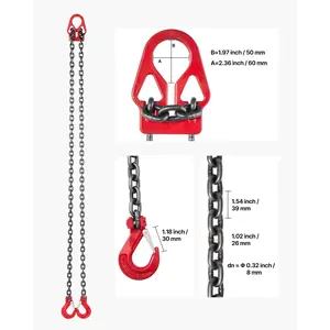 VEVOR Chain Sling, 5/16 inx 10 ft Lifting Chains with 2 Leg Grab Hooks, Heavy Duty G80 Alloy Steel Lifting Sling, 7000LBS Capacity, Adjustable Engine Chain Hoist Lifts for Cargo Security Towing