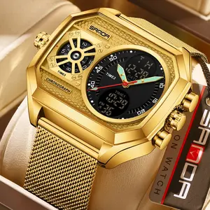 Men's Fashion Watch, Trendy Outdoor Wristwatch, Mesh Band Large Dial Waterproof Men's Watch, Square Countdown, Stylish Accessory, Chronograph Wristwatch [6319]