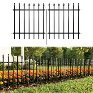 Black Garden Accessories Metal Garden Lattice Fence — 24" Wide x 24" High (Set of 5 Panels, 10 ft Total Length) — Garden Decor Decorative, Garden Decor Foldable Border Fencing for Flower Beds, Garden Raised Bed Landscaping, and Animal Protection