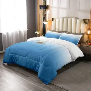 Sky Blue Comforter Set,Ombre Bedding Set for Kids Boys Girls Blue White Gradient Down Comforter Sea Ocean Blue Farmhouse Modern Abstract Art 3D Print Quilt Duvet Insert