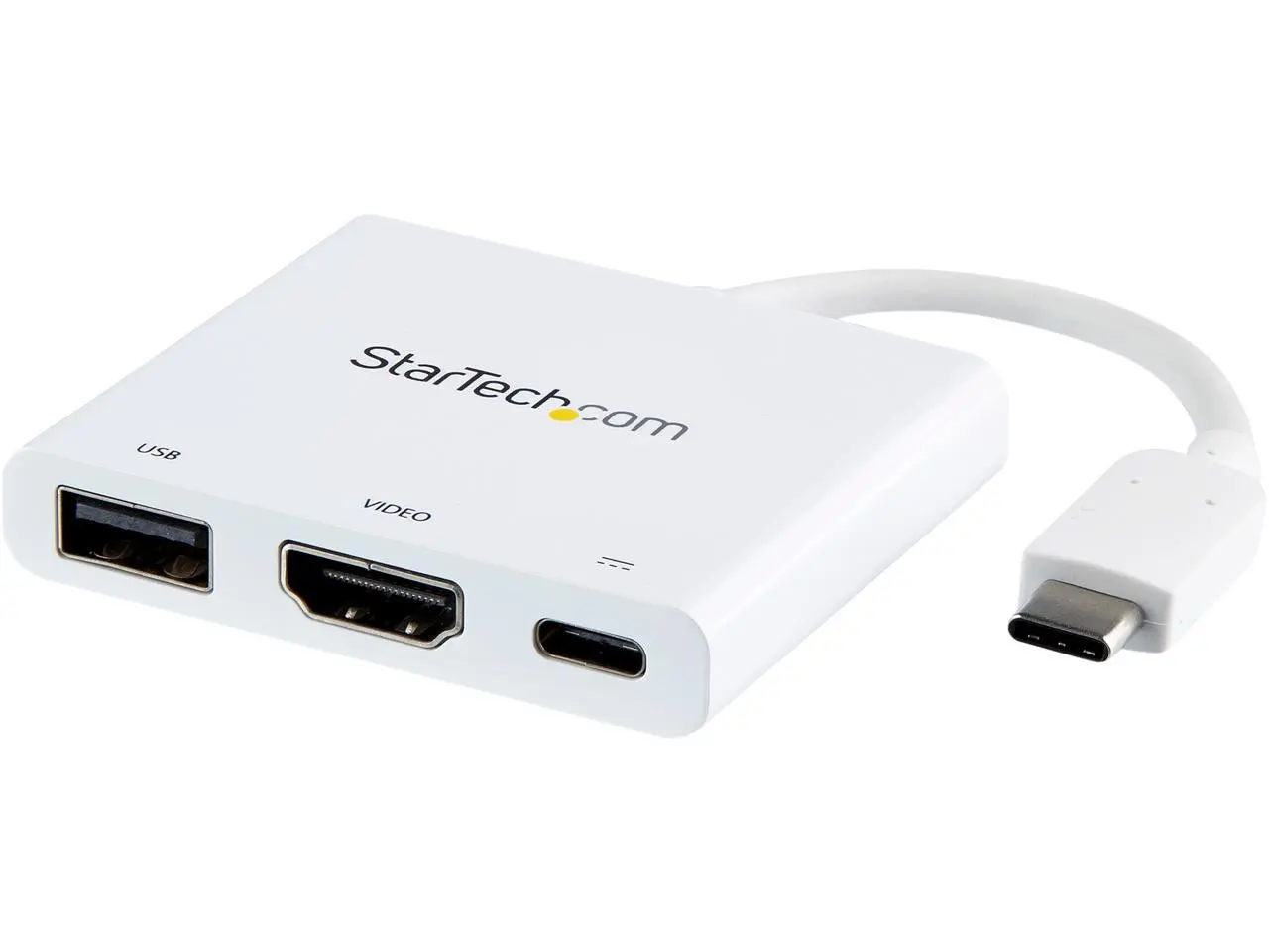 StarTech CDP2HDUACPW USB-C to HDMI Adapter - White - 4K 30Hz - Thunderbolt 3 Compatible - with Power Delivery (USB PD) - USB C Dongle