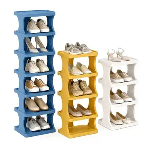 Multi-Layer Foldable Portable Shoe Rack, Small And Simple Dustproof Shoe Cabinet For Home Use, For Layering Plastic Shoe Boxes At The Entrance Of Homes, Schools, Or Apartments/Dorms, Corner Slim Multi-Layer Storage Shelf, Rental Apartment Shoe Cabinet.