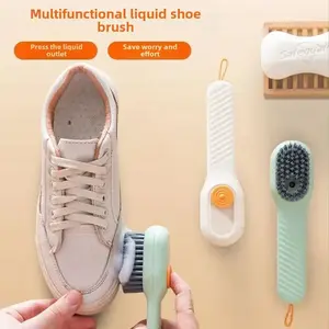 2-piece shoe brush set, multifunctional shoe brush with liquid dispenser, professional shoe cleaning brush, soft bristles that do not damage shoes, household shoe cleaning brush artifact