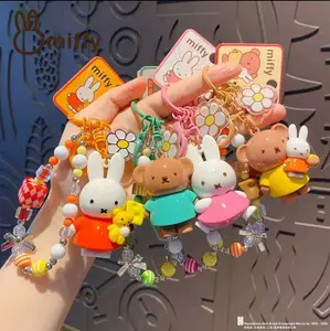 Kawaii Miffyy Bunny Boris Bear Beaded Accessory Keychain | Pendant Phone Chain | Colorful Playful Backbag Doll Ornament Anime Gift