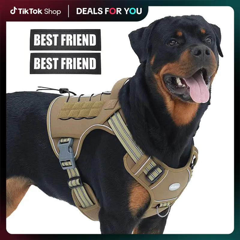 AUROTH Tactical Dog Harness for Small to Large Dogs , Durable Reflective Dog Harness, Easy to Control, Large Dogs No Pull Adjustable Pet Harness, Dog