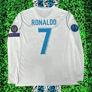 2017/ 2018 Home White No.7 Ronaldo LongSleeved Soccer Jersey
