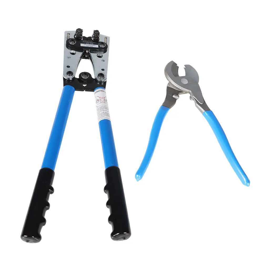 findmall Heavy Duty Steel+PPE Battery Cable Lug Crimping Tool with Wirecutters - Hand Tool for 6-50mm² Wires, 10,8,6,4,2 and 1/0 AWG Crimping and Cutting Tasks, Tools