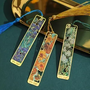 Vintage Bronze Floral Bookmarks, Sunflower/Iris/White Rose/Water Lily, Long Tassel for Book Lovers & Writers