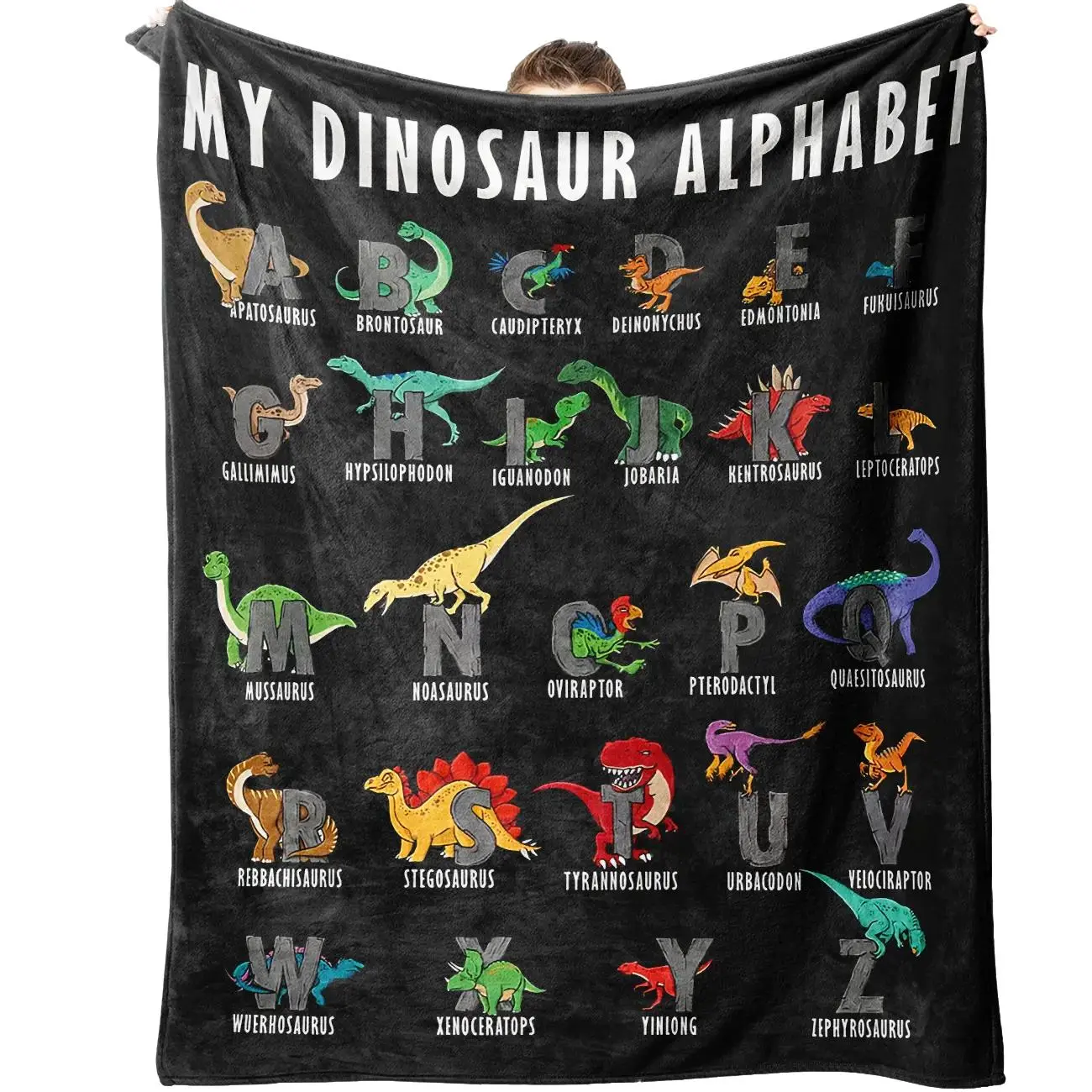 Cartoon Dinosaur Letter Pattern Blanket, 1 Count Soft Comfortable Warm Napping Throw with Storage Bag, Dinosaur Print Flannel Fleece Blankets, Sleeping Bedding Supplies, Cozy Throw Blanket