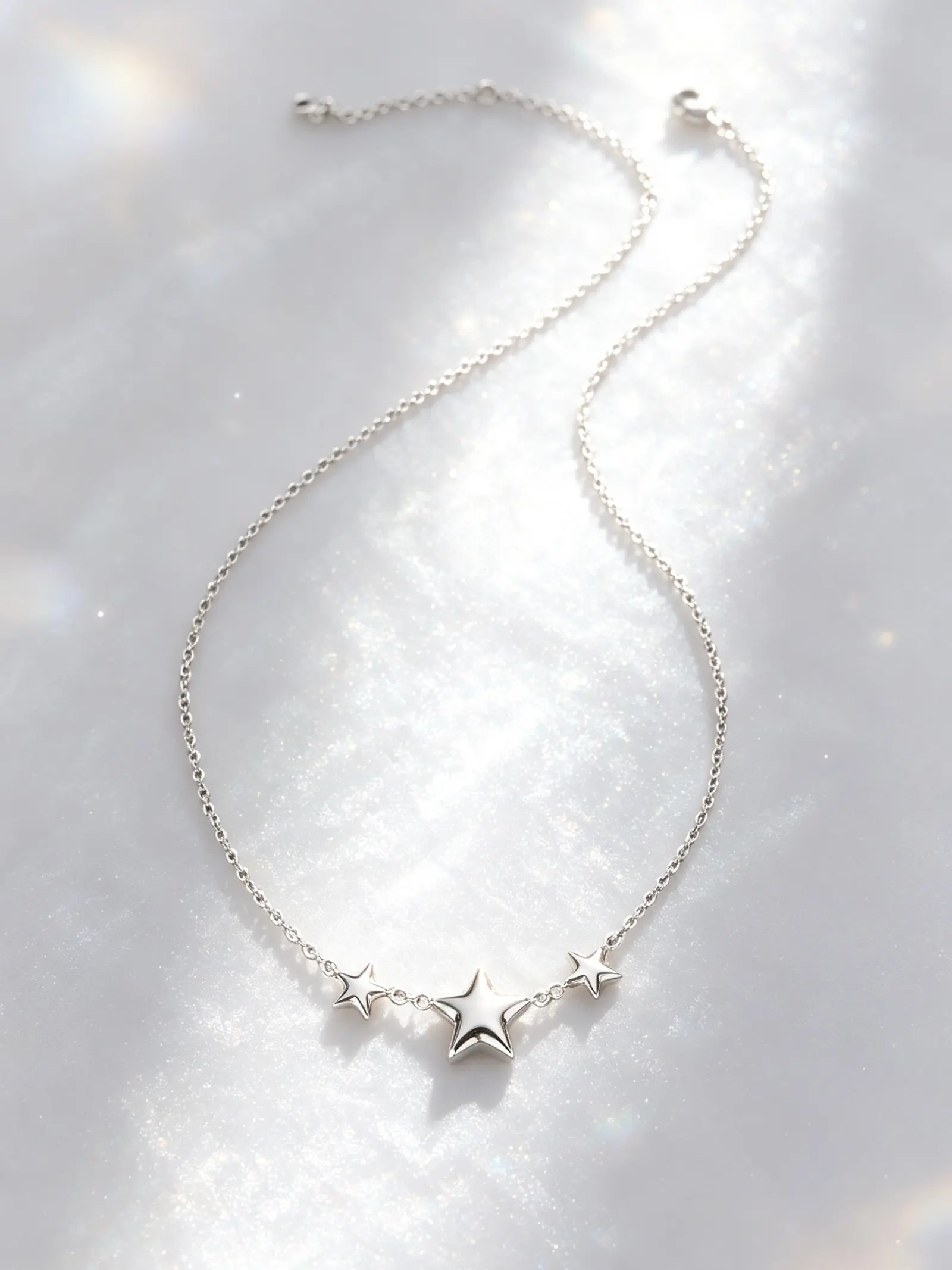 OUFER Chunky Bubble Triple Star 316L Stainless Steel Link Chain, Waterproof Non Tarnish Jewelry for Women's Casual Fashion