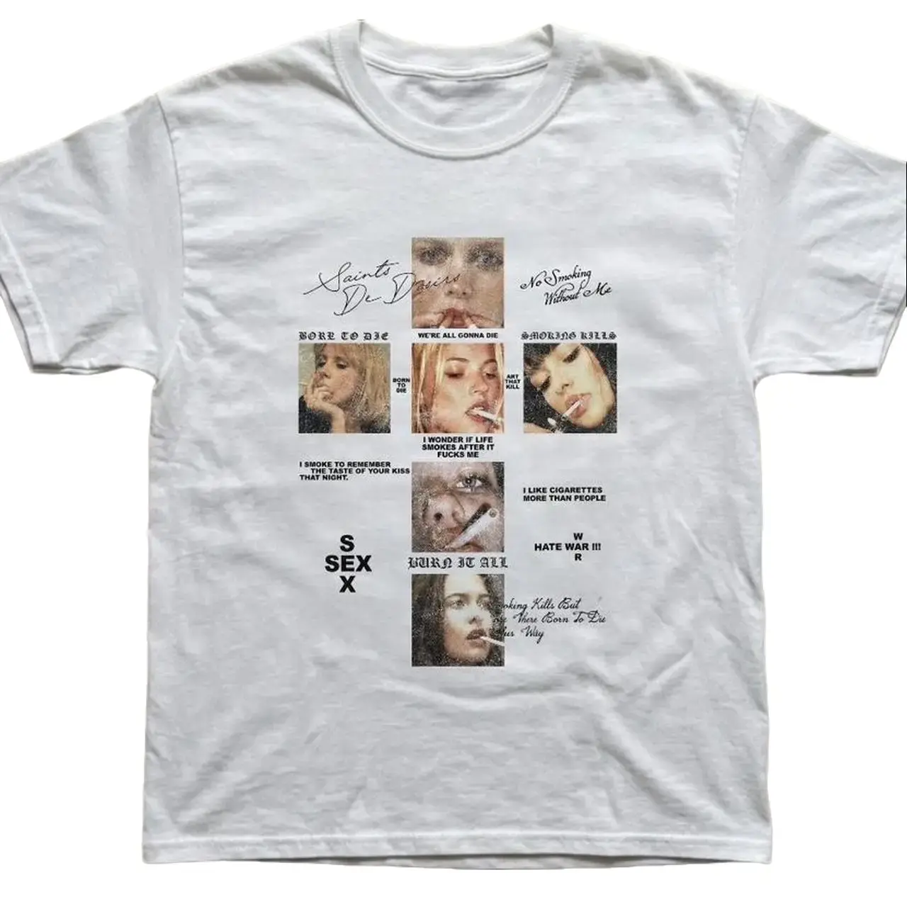 Kate Moss Cigarette Cross Graphic T-Shirt, Vintage Swag Underground Tee, Retro Y2K Unisex Cotton Shirt, Edgy Grunge Graphic T-Shirt, Fashion Streetwear Gift