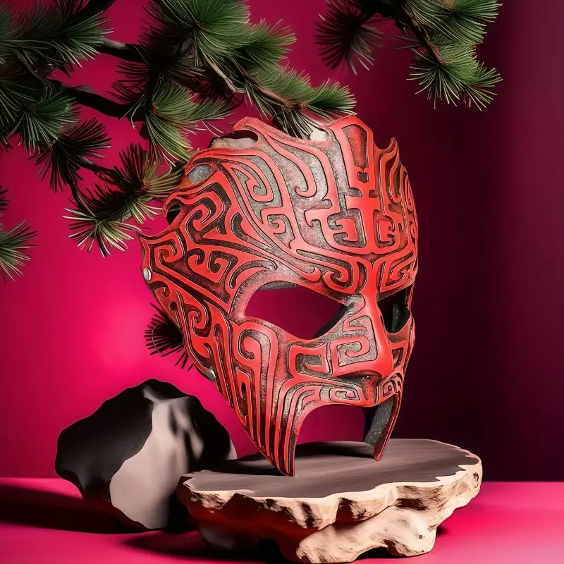 Dramatic Red Skull Mask with Intricate Black Patterns - Handcrafted Resin, Ideal for Halloween, Christmas, Easter, and Party Decor, Party Mask | Skull Mask | Detailed Craftsmanship face masks face mask for men