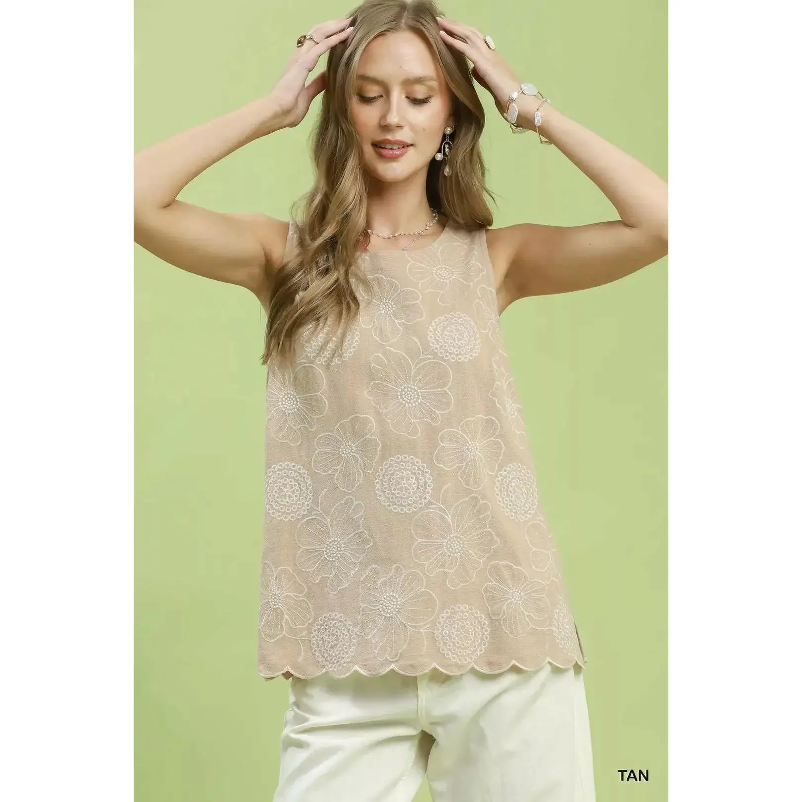 Umgee Floral Embroidered Sleeveless Top