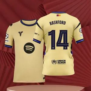 14# Marcus Rashford 25 26 Away Yellow Short Sleeve Soccer Jersey Fans Version