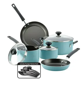 Farberware Easy Clean 12 Piece Nonstick Pots and Pans, Aqua