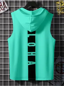 Men's Sleeveless Hooded Fitted Long T-Shirt, Casual Summer Top, Comfortable Fashion, Perfect for Daily Wear, Stylish Men's Clothing, Menswear, Breathable Tank Tops