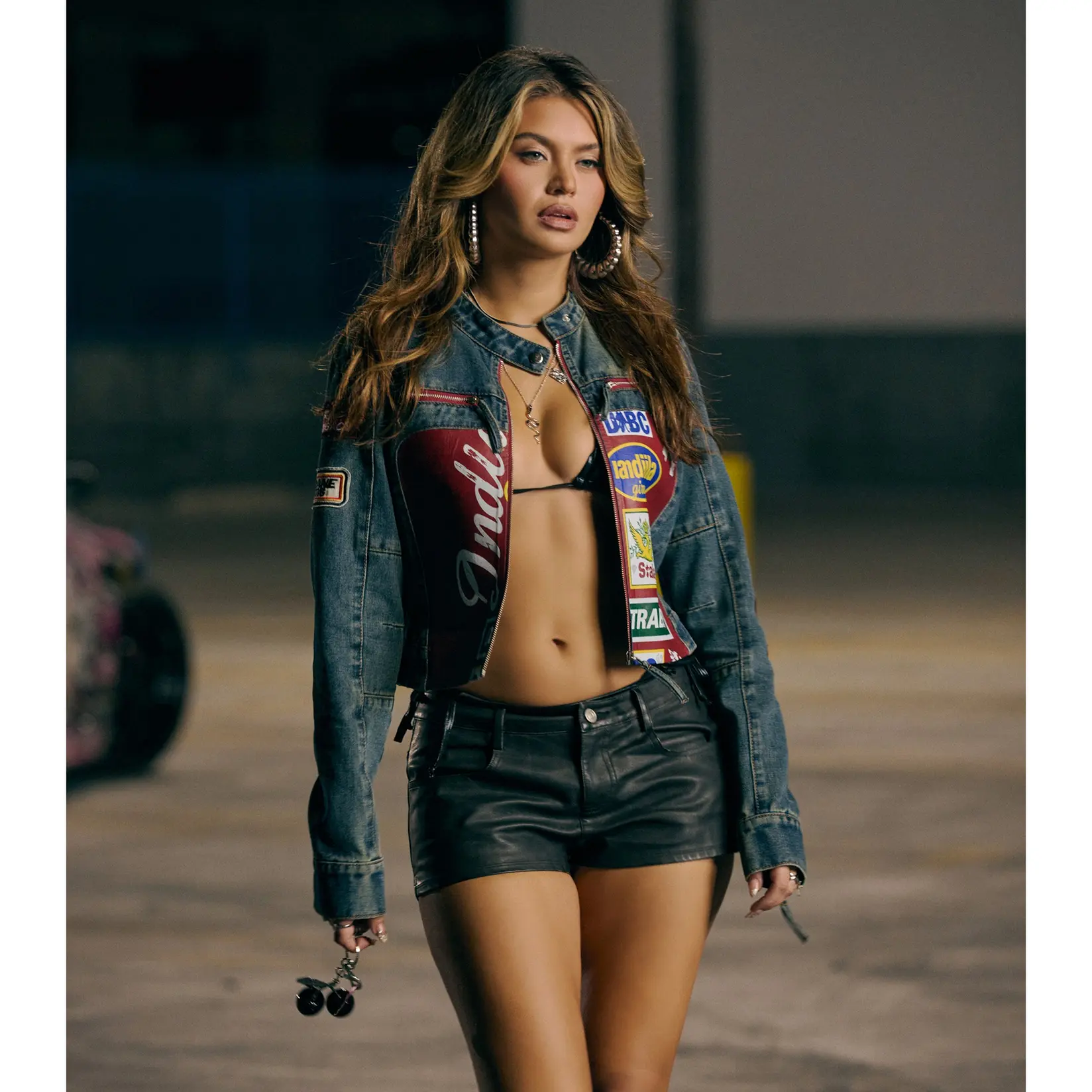 Rev It Up Graphic Denim Moto Jacket