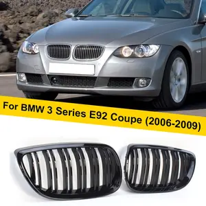 Dual Slats Front Kidney Grill Grille Gloss Black For BMW E92 Coupe E93 2006-2009