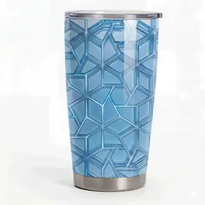 2D Blue Geometric 20oz Tumbler - Aesthetic Abstract Ice Cube Cup - Unique Mother's Day Father's Day Gift
