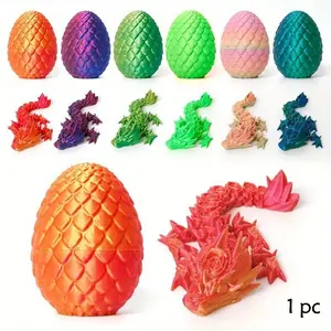 3D Printed Rose Dragon Egg Model, Jointed Action Figure, Cute Collectible Figurines, Home Office Desktop Decoration, Creative Gift for Family Friends