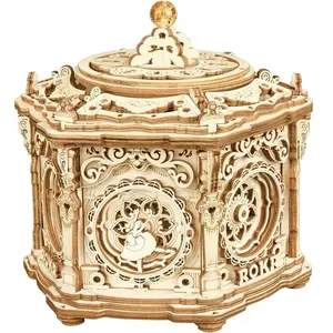 ROKR 3D Wooden Puzzle Music Box Model Kit - AMK52 Secret Garden Rotating Music Box with Hidden Jew Storage