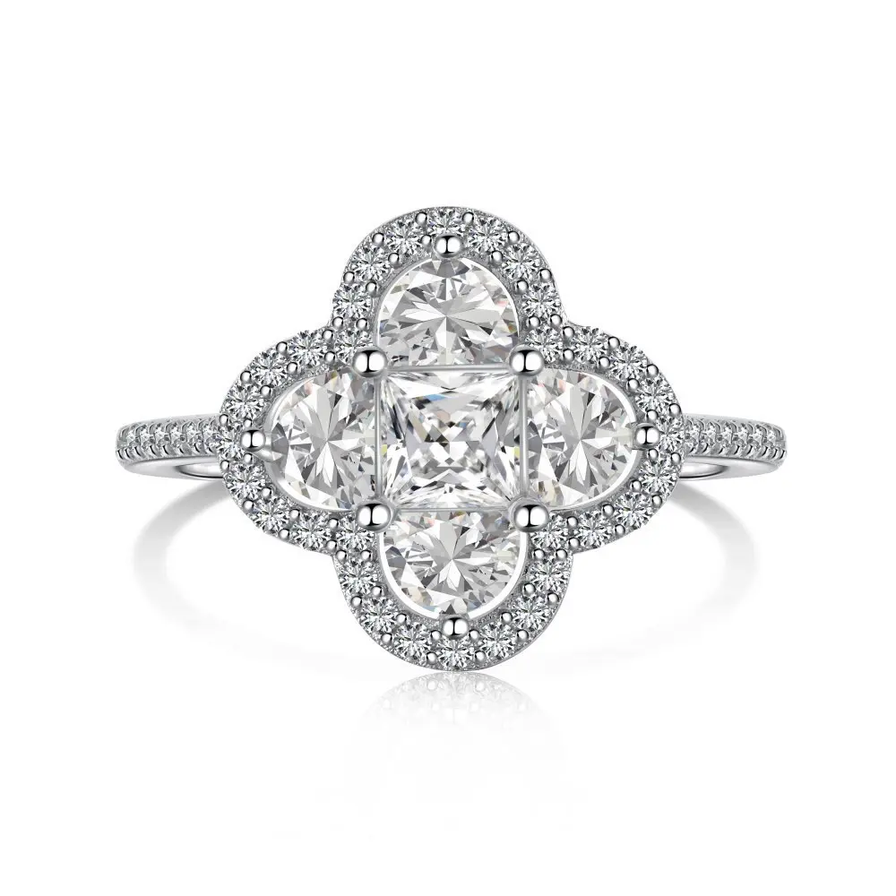 FINDURINGS 925 Sterling Silver Lucky Rings Four Leaf Clover Ring Promise Engagement Wedding Bands  Statement Rings Lucky Gifts for Women