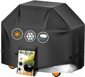 Grill Cover, grill cover for outdoor grill,BBQ Cover, Waterproof & UV Resistant, Gas Grill Cover, Convenient Durable Ripstop, with Adjustable Velcro Hem Cord, for Weber, Char Broil, 58 Inch Khaki