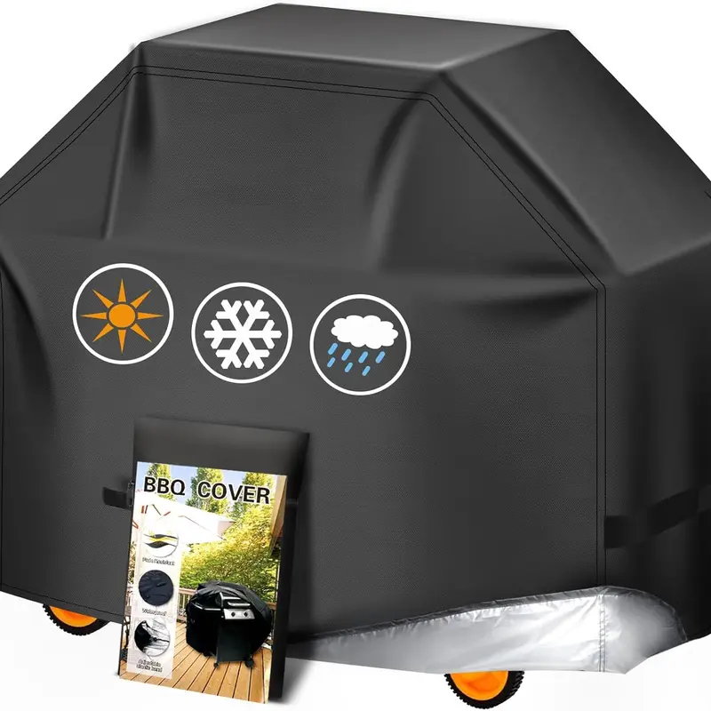Grill Cover, grill cover for outdoor grill,BBQ Cover, Waterproof & UV Resistant, Gas Grill Cover, Convenient Durable Ripstop, with Adjustable Velcro Hem Cord, for Weber, Char Broil, 58 Inch Khaki