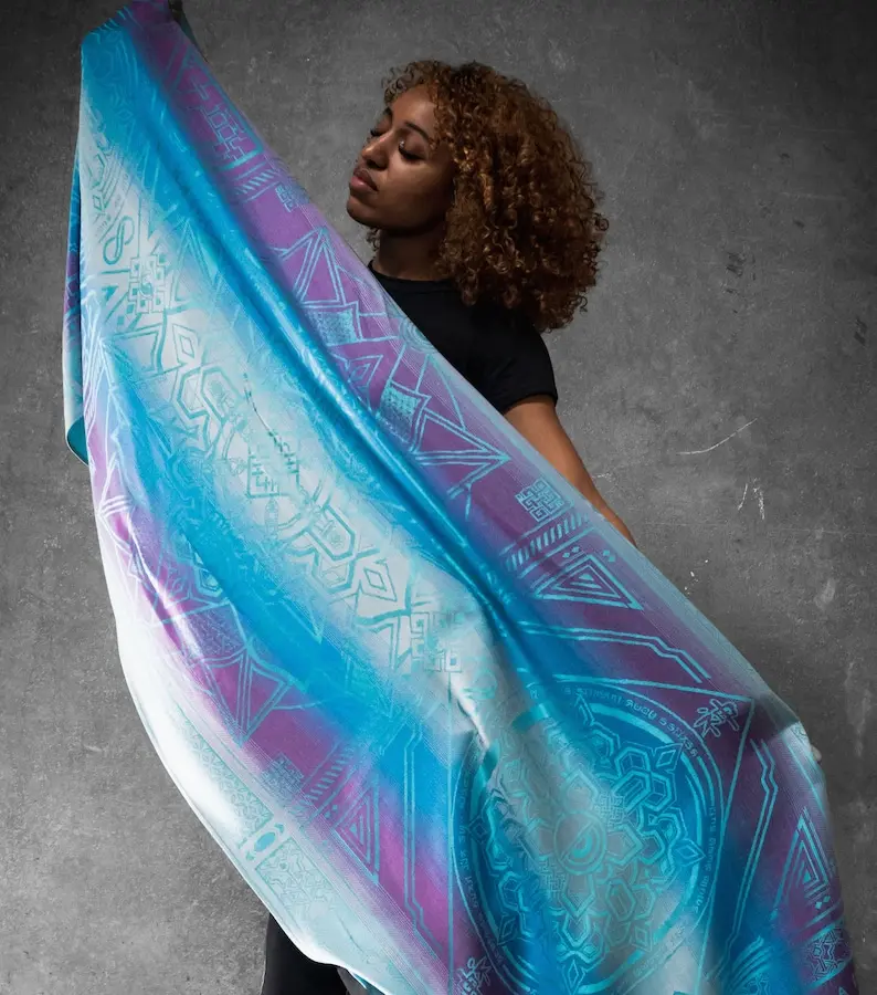 TEAL AMETHYST DHARMA • Reversible Festival Shawl / Scarf // Festival Pashmina / Festival Shawl / Scarf / Rave Apparel / Rave Accessories