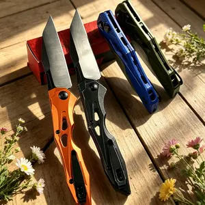 H7650 Premium EDC Pocket Folding Knife with Hollowed-Out Handle: Features a lightweight aluminum alloy handle, allows for rapid one-handed opening, and is ideal for everyday carry and outdoor travel.