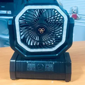 Powerful Portable Rechargeable Fan with LED Light Camping & Outdoor Use USB Charging Multiple Speeds Compact Design for Home Emergencies