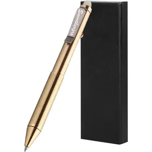 Erasable Solid Brass Bolt Action Pen,Weighted Heavy Pen Compatible with  FriXion Refill,Durable Pen Clip for EDC Pocket Business Collection Retro(EAP02-GD)